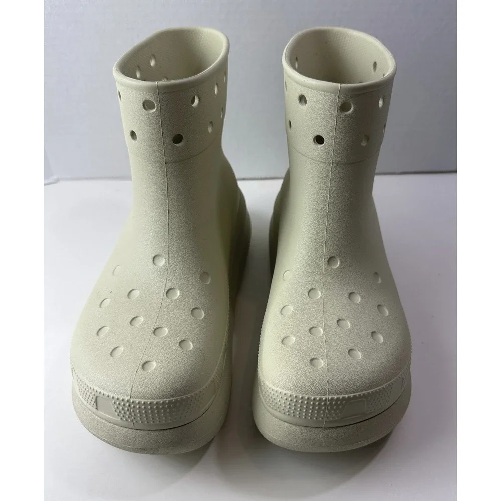 CROCS Classic Crush Rain Boots BONE Cream Mens Size 11 Waterproof Platform Shoes